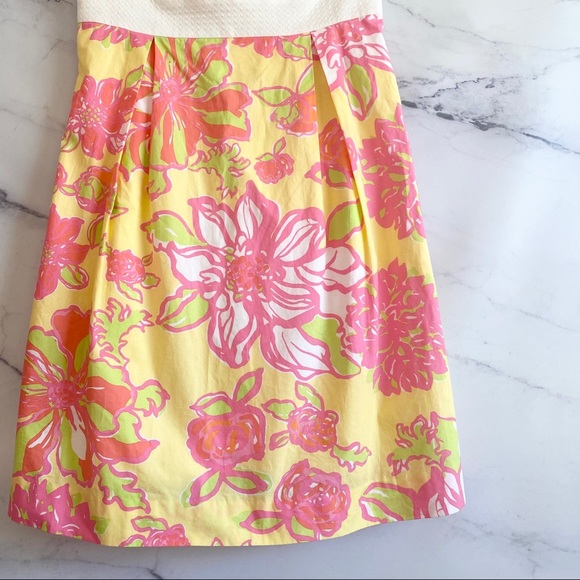 Lilly Pulitzer Betsey Strapless Dress Basketweave Bodice Size 2 Starfuit - Picture 4 of 8